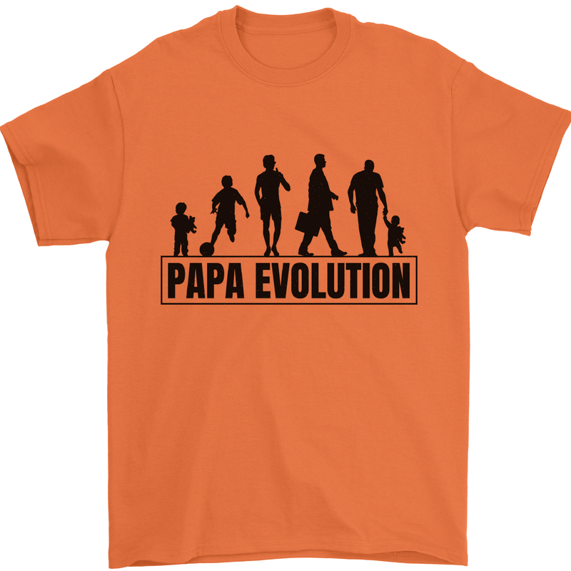 Papa Evolution Fathers Day Mens T-Shirt Cotton Gildan Orange