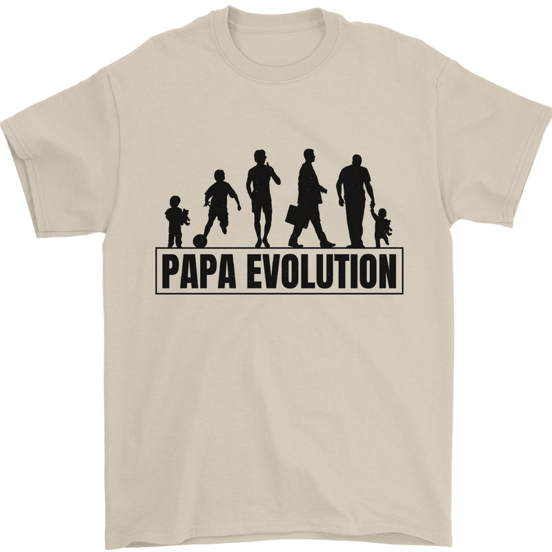 Papa Evolution Fathers Day Mens T-Shirt Cotton Gildan Sand