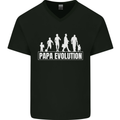 Papa Evolution Fathers Day Mens V-Neck Cotton T-Shirt Black