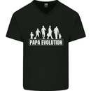 Papa Evolution Fathers Day Mens V-Neck Cotton T-Shirt Black