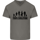 Papa Evolution Fathers Day Mens V-Neck Cotton T-Shirt Charcoal