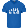 Papa Evolution Fathers Day Mens V-Neck Cotton T-Shirt Royal Blue