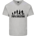 Papa Evolution Fathers Day Mens V-Neck Cotton T-Shirt Sports Grey