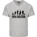 Papa Evolution Fathers Day Mens V-Neck Cotton T-Shirt Sports Grey
