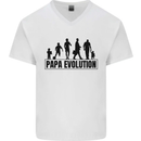 Papa Evolution Fathers Day Mens V-Neck Cotton T-Shirt White