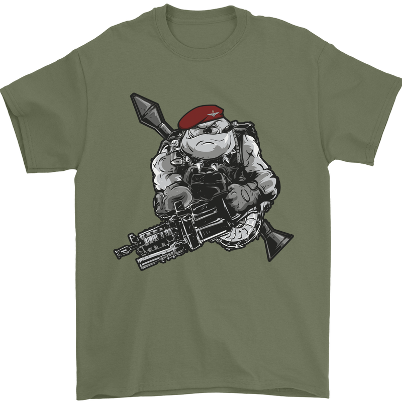 Para Bulldog The Parachute Regiment 1 2 3 4 Mens T-Shirt Cotton Gildan Military Green