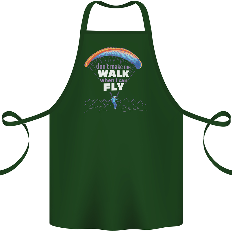 Paragliding Don't Make Me Walk When Can Fly Cotton Apron 100% Organic Forest Green
