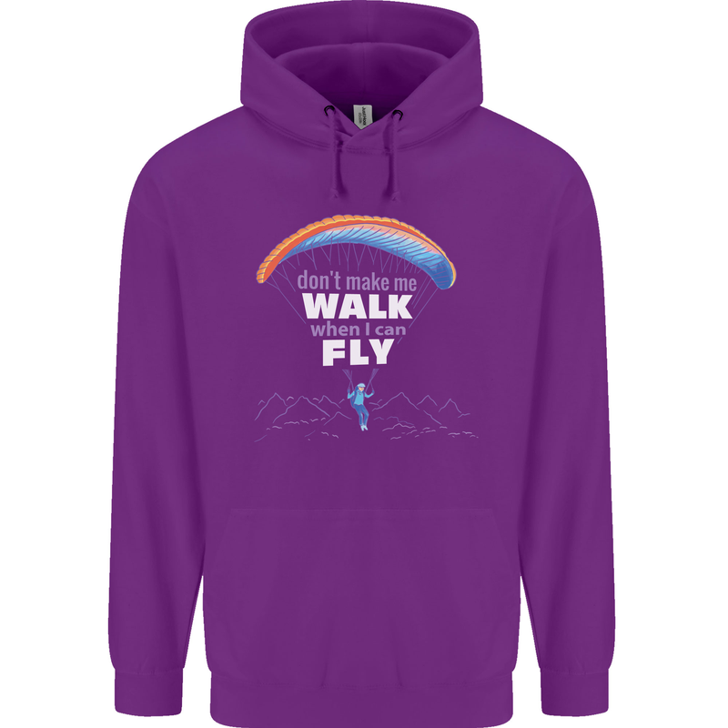 Paragliding Don't Make Me Walk When Can Fly Mens 80% Cotton Hoodie Purple