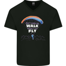 Paragliding Don't Make Me Walk When Can Fly Mens V-Neck Cotton T-Shirt Black