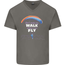 Paragliding Don't Make Me Walk When Can Fly Mens V-Neck Cotton T-Shirt Charcoal