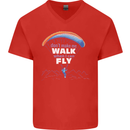Paragliding Don't Make Me Walk When Can Fly Mens V-Neck Cotton T-Shirt Red