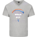 Paragliding Don't Make Me Walk When Can Fly Mens V-Neck Cotton T-Shirt Sports Grey