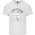 Paragliding Don't Make Me Walk When Can Fly Mens V-Neck Cotton T-Shirt White