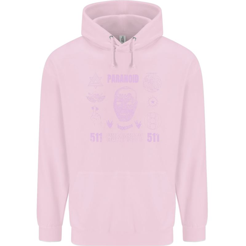Paranoid Conspiracy Skull Childrens Kids Hoodie Light Pink