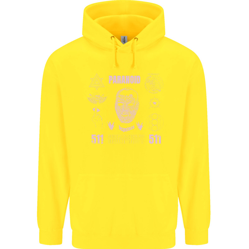 Paranoid Conspiracy Skull Childrens Kids Hoodie Yellow