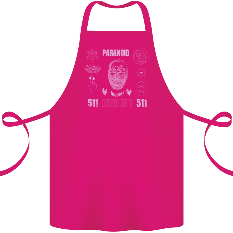 Paranoid Conspiracy Skull Cotton Apron 100% Organic Pink