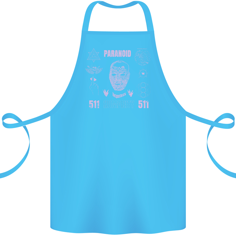 Paranoid Conspiracy Skull Cotton Apron 100% Organic Turquoise