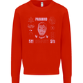 Paranoid Conspiracy Skull Kids Sweatshirt Jumper Bright Red