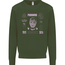 Paranoid Conspiracy Skull Kids Sweatshirt Jumper Forest Green