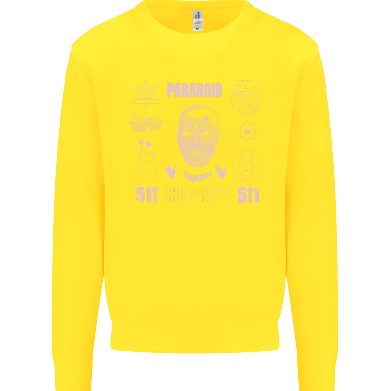 Paranoid Conspiracy Skull Kids Sweatshirt Jumper Yellow