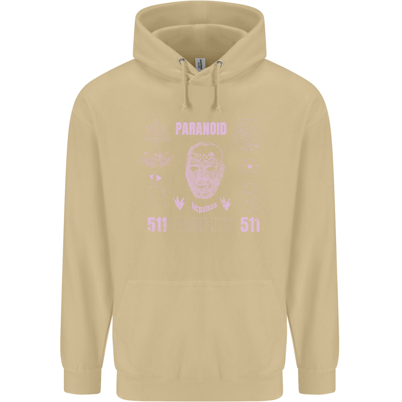 Paranoid Conspiracy Skull Mens 80% Cotton Hoodie Sand