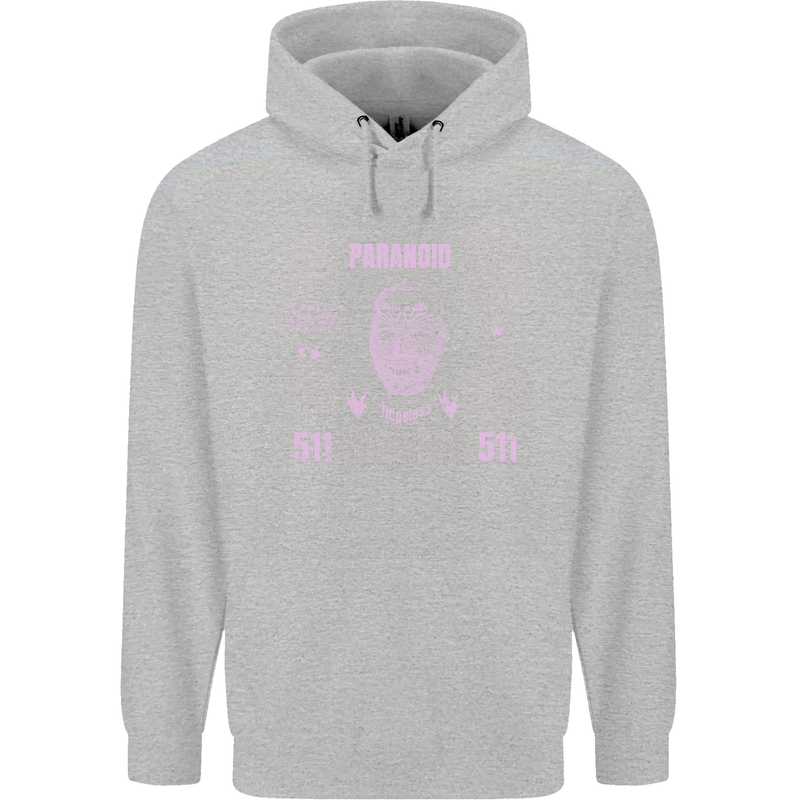 Paranoid Conspiracy Skull Mens 80% Cotton Hoodie Sports Grey