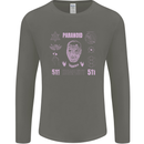 Paranoid Conspiracy Skull Mens Long Sleeve T-Shirt Charcoal