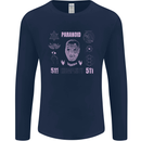 Paranoid Conspiracy Skull Mens Long Sleeve T-Shirt Navy Blue