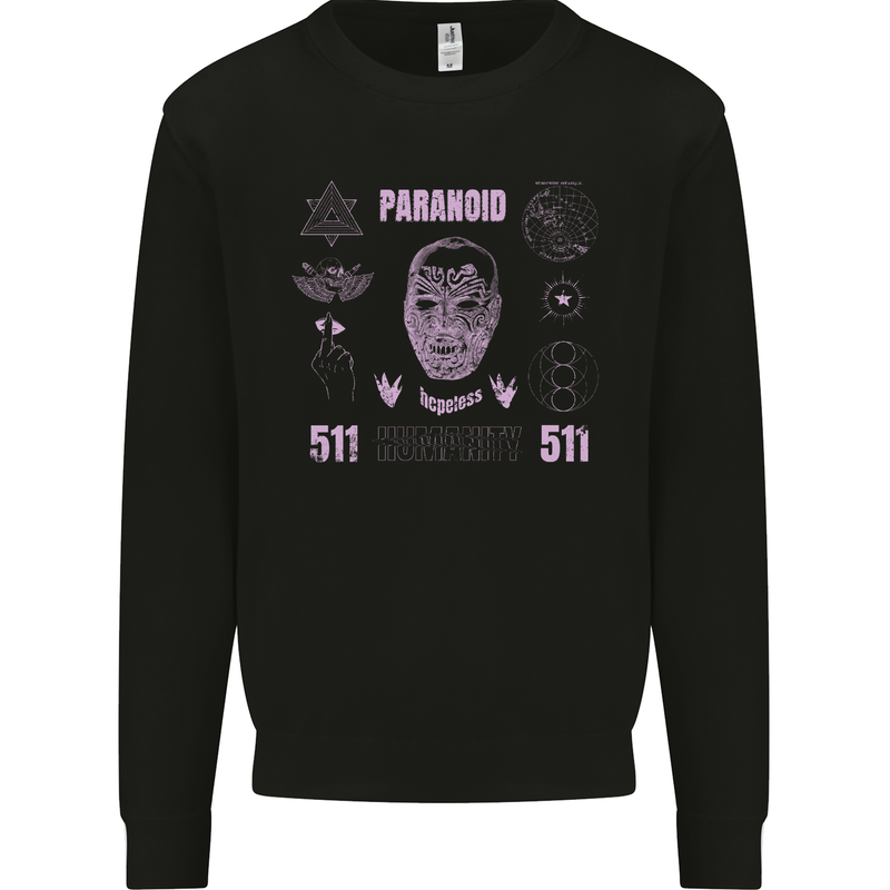 Paranoid Conspiracy Skull Mens Sweatshirt Jumper Black