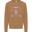 Paranoid Conspiracy Skull Mens Sweatshirt Jumper Caramel Latte