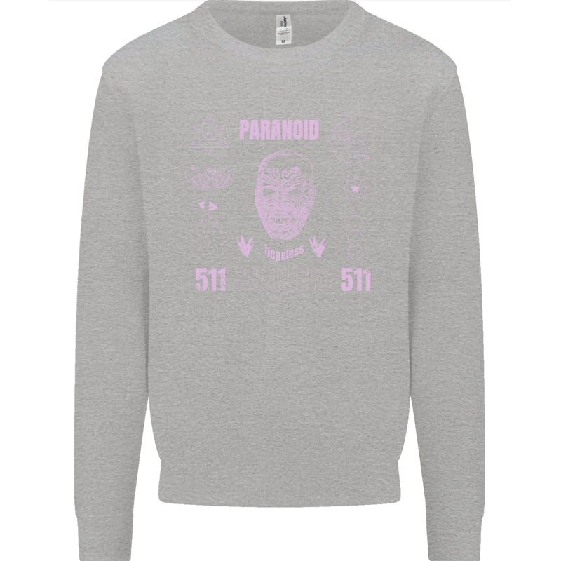 Paranoid Conspiracy Skull Mens Sweatshirt Jumper Sports Grey