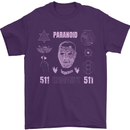 Paranoid Conspiracy Skull Mens T-Shirt Cotton Gildan Purple
