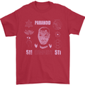 Paranoid Conspiracy Skull Mens T-Shirt Cotton Gildan Red