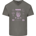 Paranoid Conspiracy Skull Mens V-Neck Cotton T-Shirt Charcoal