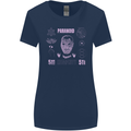Paranoid Conspiracy Skull Womens Wider Cut T-Shirt Navy Blue