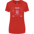 Paranoid Conspiracy Skull Womens Wider Cut T-Shirt Red