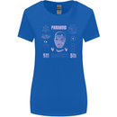 Paranoid Conspiracy Skull Womens Wider Cut T-Shirt Royal Blue