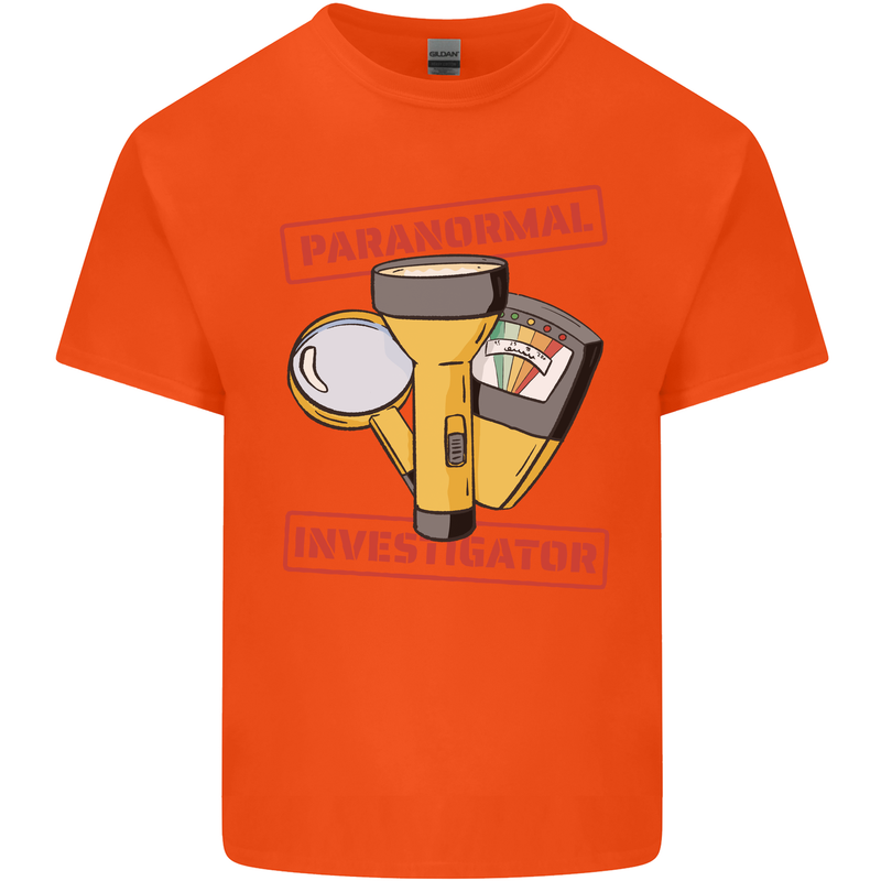 Paranormal Activity Investigator Ghosts Spirits Mens Cotton T-Shirt Tee Top Orange