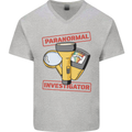 Paranormal Activity Investigator Ghosts Spirits Mens V-Neck Cotton T-Shirt Sports Grey