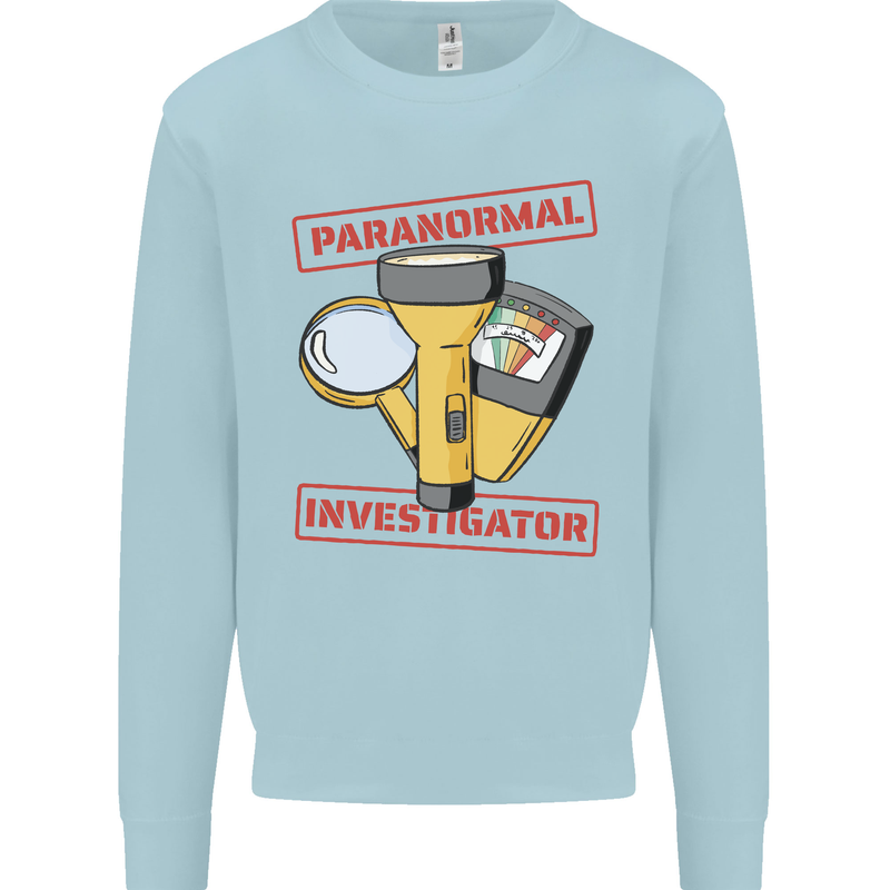 Paranormal Activity Investigator Halloween Kids Sweatshirt Jumper Light Blue