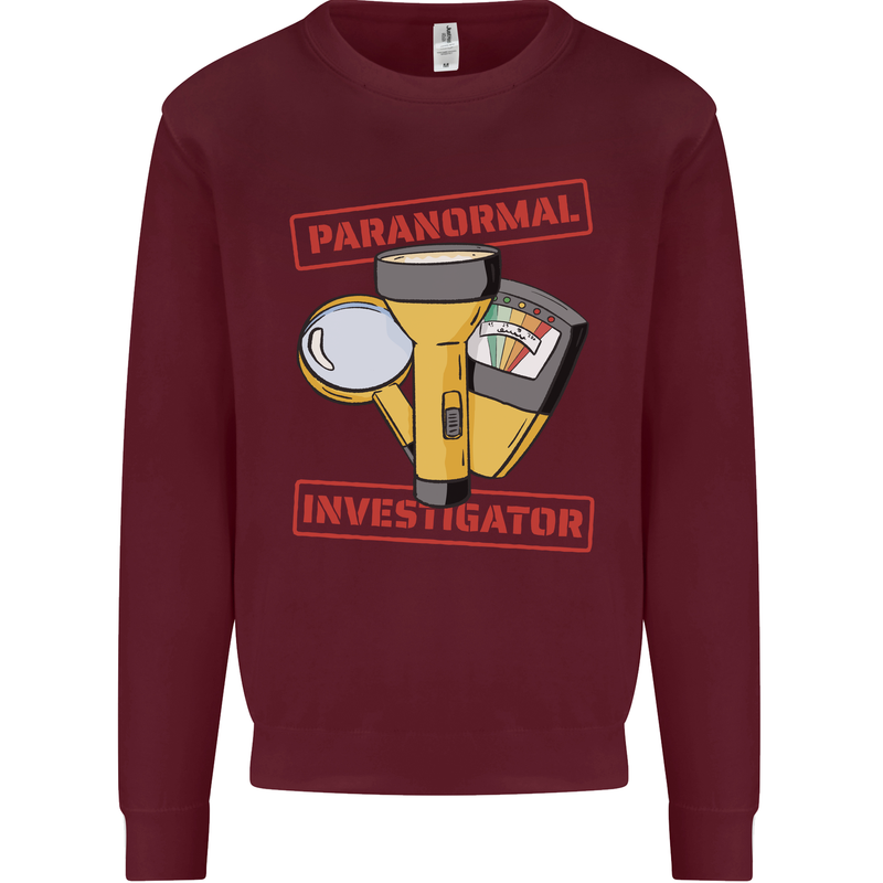 Paranormal Activity Investigator Halloween Kids Sweatshirt Jumper Maroon