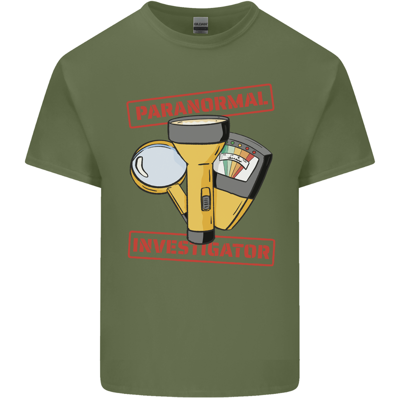 Paranormal Activity Investigator Halloween Mens Cotton T-Shirt Tee Top Military Green