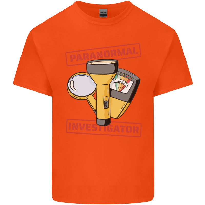 Paranormal Activity Investigator Halloween Mens Cotton T-Shirt Tee Top Orange