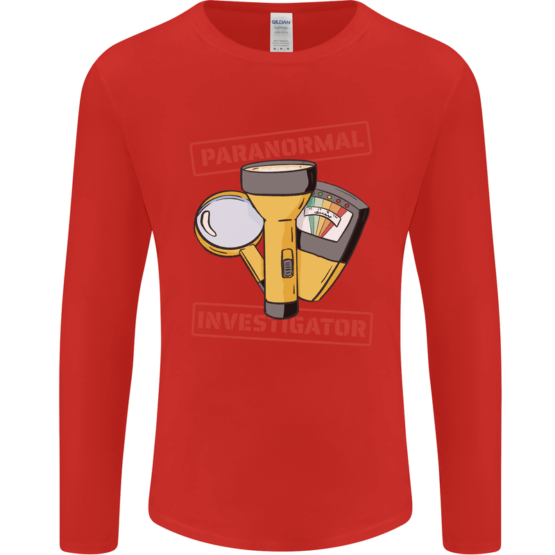 Paranormal Activity Investigator Halloween Mens Long Sleeve T-Shirt Red