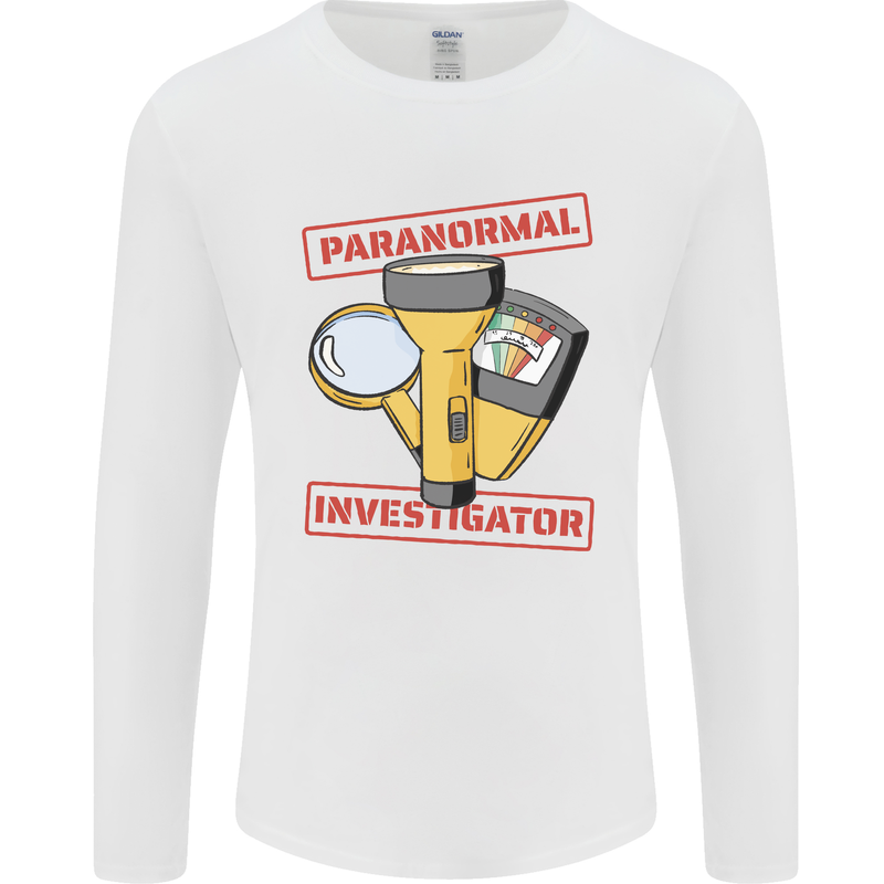 Paranormal Activity Investigator Halloween Mens Long Sleeve T-Shirt White