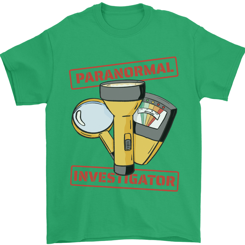 Paranormal Activity Investigator Halloween Mens T-Shirt 100% Cotton Irish Green