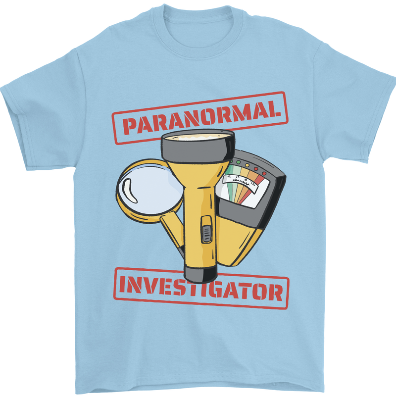 Paranormal Activity Investigator Halloween Mens T-Shirt 100% Cotton Light Blue