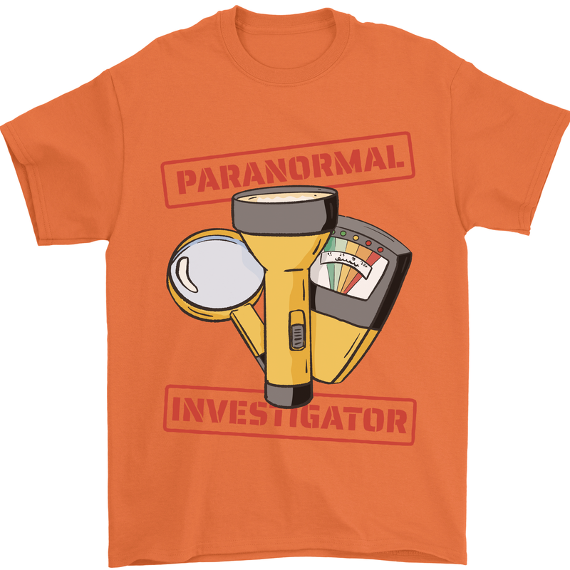 Paranormal Activity Investigator Halloween Mens T-Shirt 100% Cotton Orange