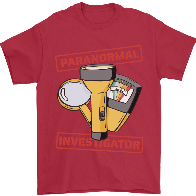 Paranormal Activity Investigator Halloween Mens T-Shirt 100% Cotton Red
