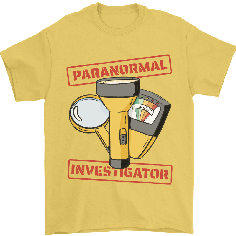 Paranormal Activity Investigator Halloween Mens T-Shirt 100% Cotton Yellow